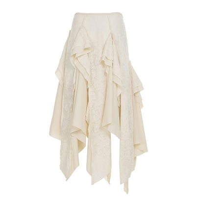 Leopard Print Mesh Stitching Irregular Skirt Hot Girl Pleated High Waist