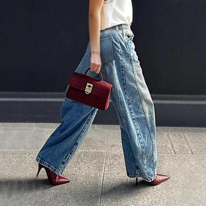 Wide Leg Jeans Stretch Fashion Casual
