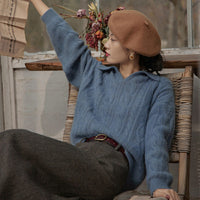 Collar French Retro Twist Sweater Women