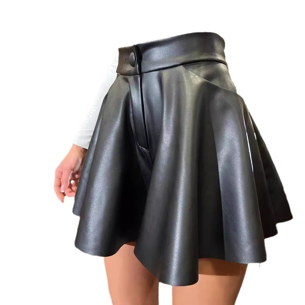 Autumn And Winter Slim And Stylish High-waisted Leather Skirt
