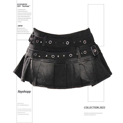 American Retro Large Size Washed Pleated Denim Skirt