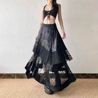 Dark Style Hot Girl Lace Stitching Skirt Irregular
