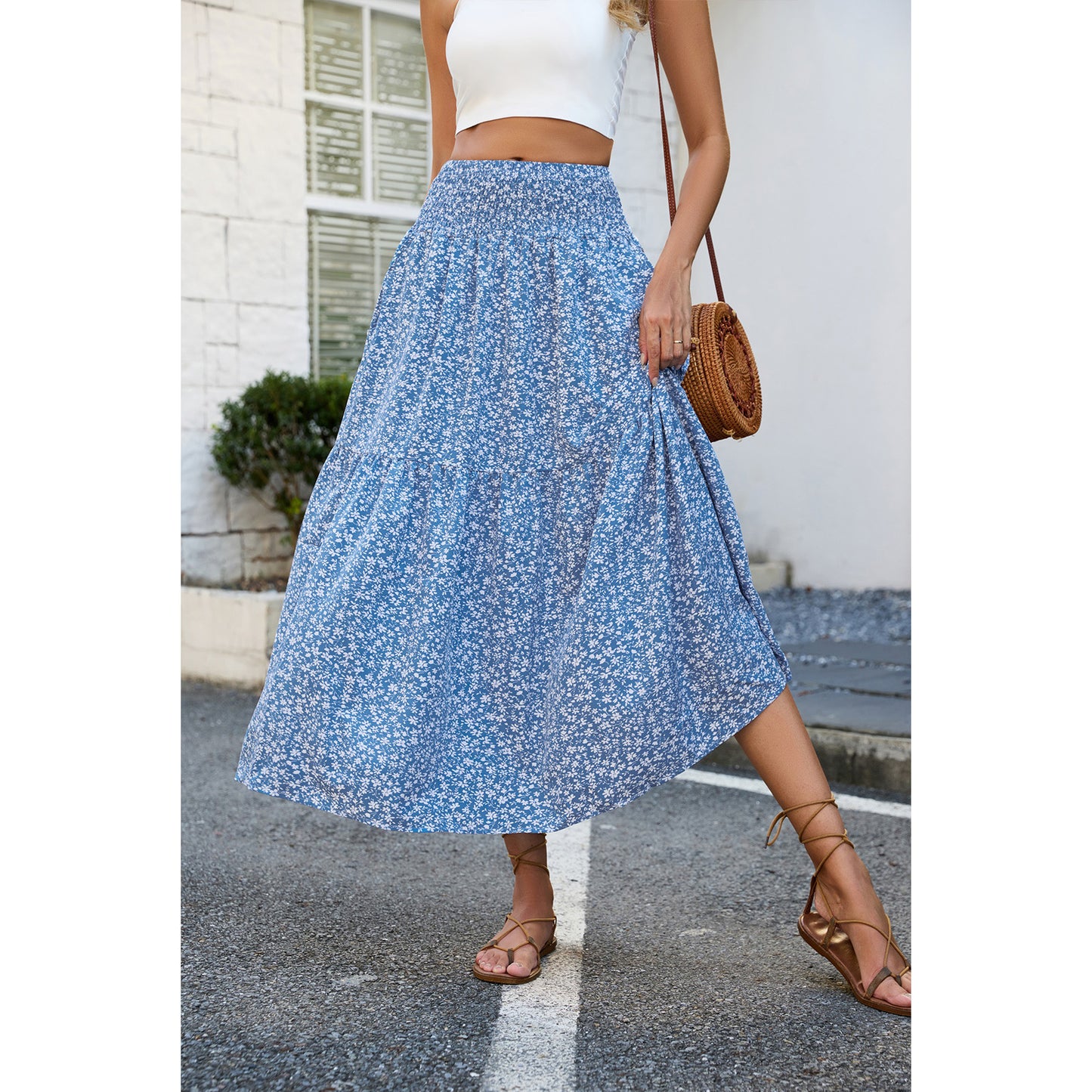 Floral Slim-fitting High Waist Skirt For Women