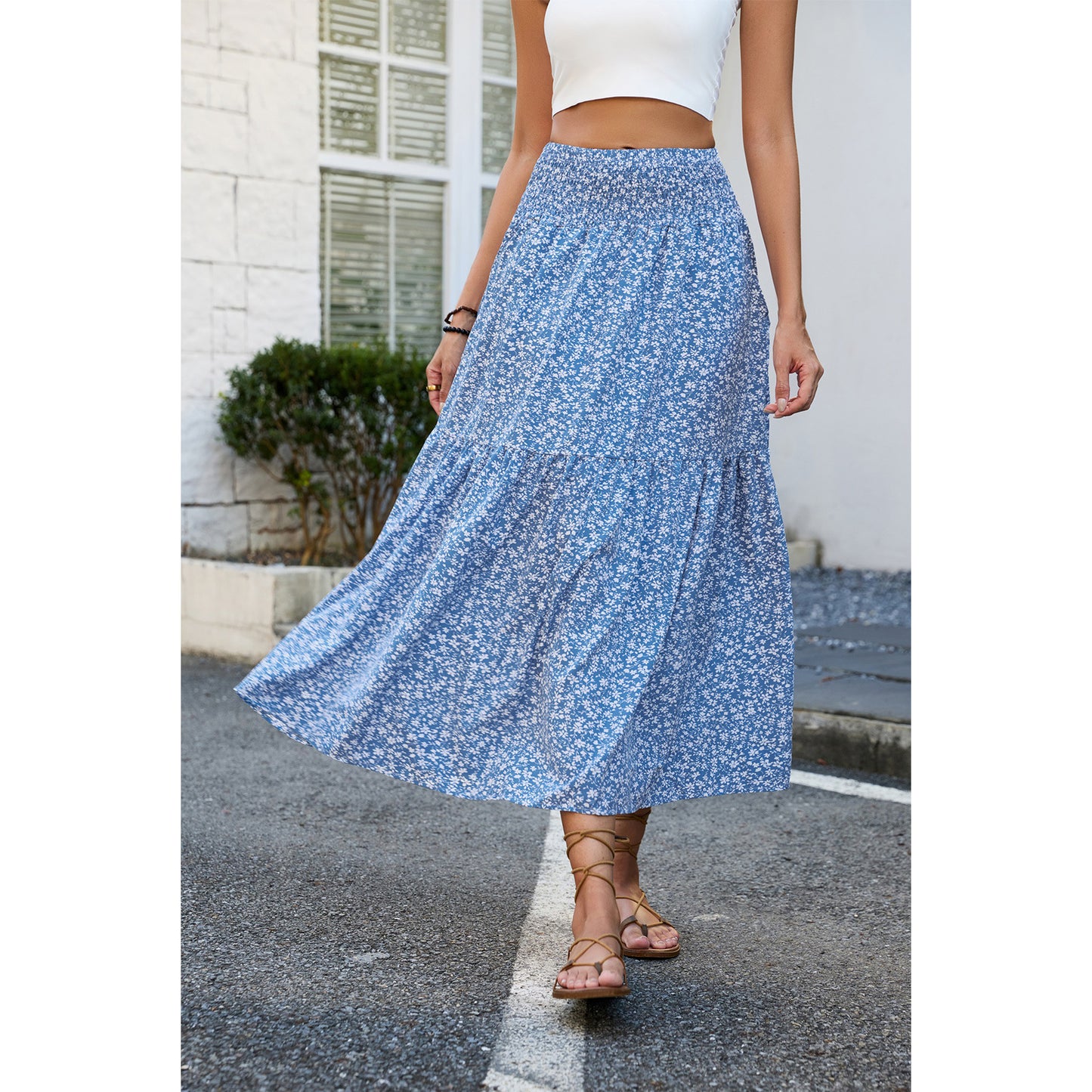 Floral Slim-fitting High Waist Skirt For Women