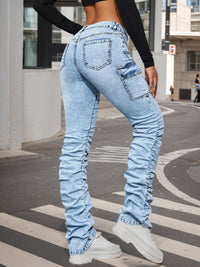 Women's High Waisted Elastic Blended Jeans With Machine Washable Side Pockets. They Have A Casual Street Style, Versatile Throughout The Year, Comfortable And Stylish.