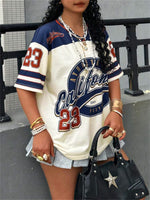 Women's fashion streetwear loose printed T-shirt short-sleeved