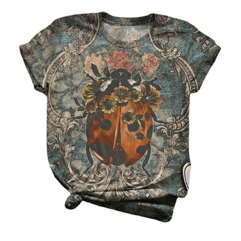 3D Digital Printing Loose Sports And Leisure Short Sleeve T-shirt