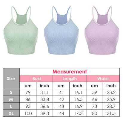 3 Pack Women Crop Basic Tank Top Ribbed Knit Sleeveless Round Neck 9 Color Machine Wash Summer Crop S To XL