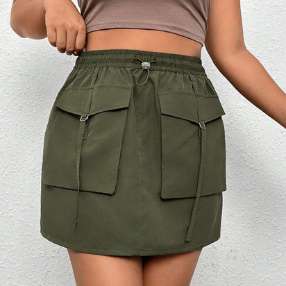 Women's Street Fashion Elastic Waist Workwear Skirt