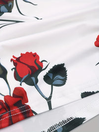 Spring And Summer New Women's Rose Print Pleated Suspender Cross Tank Top