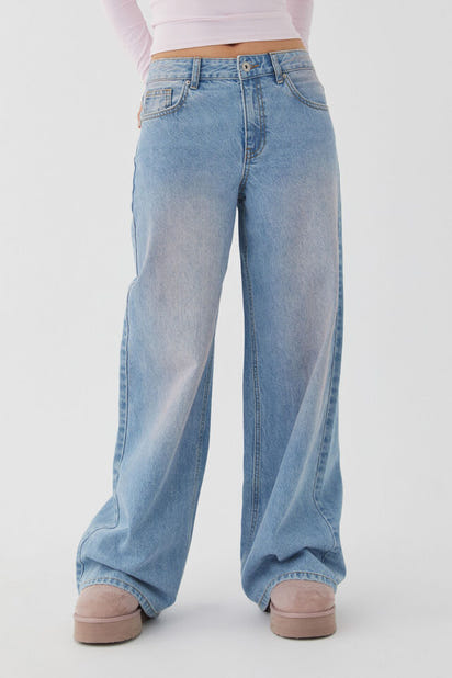 Wash straight-leg, high-waisted, wide-leg, loose and drape versatile jeans