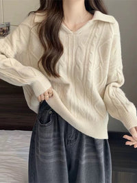 Collar French Retro Twist Sweater Women