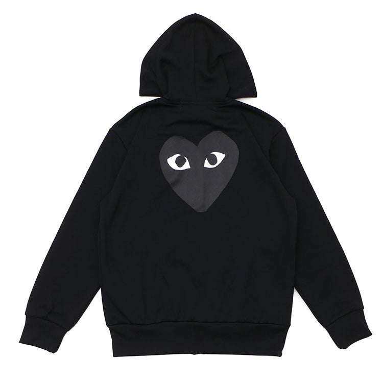 play Couple's hooded sweatshirt, Little Black heart embroidered autumn and winter long-sleeved fleece sweatshirt