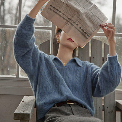 Collar French Retro Twist Sweater Women