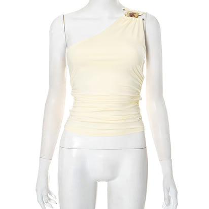 Women's One-shoulder Cropped Tank Top Top