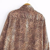 Women's Animal Print Satin Texture Long Sleeve Shirt