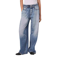 American high-waisted jeans for women, loose and versatile, narrow floor-length long pants, wide-leg pants
