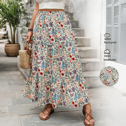 Women's Fashionable Personalized Floral Pastoral Skirt
