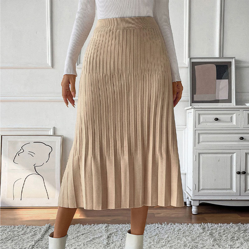 New Pure Color All-matching Slim Fit Women's Skirt